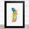 Marge Simpson Watercolour Splatter The Simpsons Children's Kid's Wall Art Print