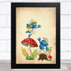 Smurfette And Hefty Smurf Vintage The Smurfs Children's Kid's Wall Art Print