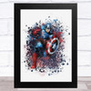 Captain America Watercolour Splatter Children's Kid's Wall Art Print