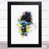 Trolls Blue Watercolour Splatter Children's Kid's Wall Art Print