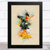 Daffy Duck Watercolour Splatter Children's Kid's Wall Art Print