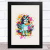 Bluey Watercolour Splatter Children's Kid's Wall Art Print