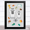 White Football Shirts Can Be Any Colour Personalised Dad Father's Day Gift Print