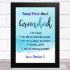 Blue Things I Love About Grandad Personalised Dad Father's Day Gift Print