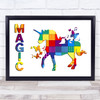 Patchwork Rainbow Unicorn Magic Wall Art Print