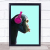 Cheeky Monkey Music Headphones Wall Art Print
