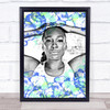 Serena Williams Grunge Blue Green Floral Wall Art Print