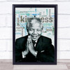 Nelson Mandela Blue Green Word Abstract Wall Art Print