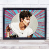 Shawn Mendes Icon Pink Blue Burst Wall Art Print