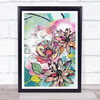 Abstract Vintage Flowers Bright Wall Art Print