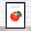 Funny Fruit Juicy Peach Watercolour Wall Art Print