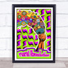 Psychedelic Hippie Floral Revolution Star Burst Wall Art Print