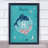 Pisces Zodiac Star Sign Symbol Turquoise  Green Wall Art Print