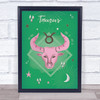 Taurus Zodiac Star Sign Symbol Bright Green Wall Art Print