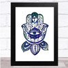 Boho Deep Blue Watercolour Hamsa Wall Art Print