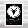 Zodiac Star Sign Black & White Traits Capricorn Wall Art Print