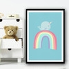 Cute Whale On Rainbow Kids Wall Art Print