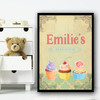 Baking Vintage Cupcakes Bake House Any Name Personalised Wall Art Print