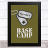 Army Base Camp Camo Dog Tag Any Name Personalised Wall Art Print