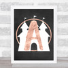 Chalk Pink Marble Any Initial castle Personalised Wall Art Print