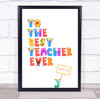 Alphabet Colourful Monsters Best Teacher Thank You Personalised Wall Art Print