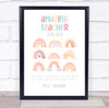 Pastel Rainbow Lockdown You Kept Us Going Teacher Personalised Wall Art Print