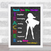 Chalk Teacher Short Hair Superhero Lady Thank You Personalised Wall Art Print