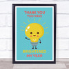 Thank You You Have Brightened My Year Lightbulb Personalised Wall Art Print