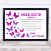 Butterflies Seed Of Knowledge Thank You Teacher Personalised Wall Art Print