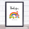 Thank You Teacher School Bus Rainbow Personalised Wall Art Print