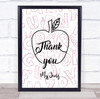 Thank You Teacher Characters Apple Personalised Wall Art Print