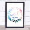 Personalised Swan Multicolour Floral Wreath Wall Art Print