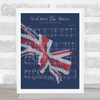 U.K National Anthem Patriotic Music Sheet Faded U.K. Flag Wall Art Print