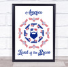 USA America Land Of The Brave Patriotic Man With Beard Wall Art Print