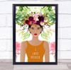 Vibrant Patriotic I Love Mexico Lady Floral Crown Wall Art Print