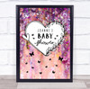 Violet Floral Baby Shower Heart Personalised Event Party Decoration Sign