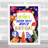 Space Rockets Outta This World Birthday Personalised Event Party Decoration Sign