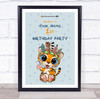 Cute Tiger Blue Hearts Welcome Birthday Personalised Event Party Decoration Sign
