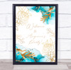 Welcome Birthday Watercolour Teal Turquoise Gold Floral Personalised Party Sign