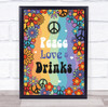 1960 60's Birthday Hippie Peace Drink Personalised Event Party Decoration Sign