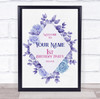Purple Floral Diamond Border Birthday Personalised Event Party Decoration Sign