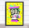 1990 90's Yellow Retro Birthday This Way To The Personalised Event Party Sign