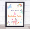 Pastel Coloured Unicorns And Rainbow Birthday Personalised Event Party Sign