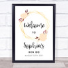 Peach Floral Gold Geometric Welcome Hen Do Personalised Event Party Sign