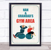 Old People Couple Work Out Gym Area Room Personalised Wall Art Sign