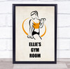 Line Art Work Out Gym Woman Orange Gym Room Personalised Wall Art Sign