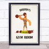 Cartoon Strong Man Holding Weight Gym Room Personalised Wall Art Sign