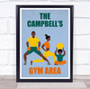 Work Out Gym Family Exercise Gym Area Room Personalised Wall Art Sign