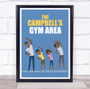 Family Gym Area Work Out Gym Room Personalised Wall Art Sign