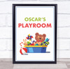 Toy Box Teddy Play Room Personalised Wall Art Sign